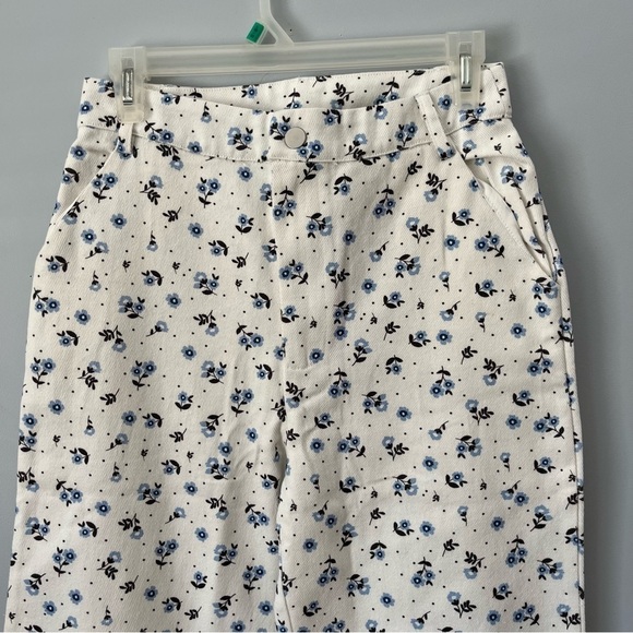 Lulus Everyday Personality Ivory Floral Print Twill High Rise Pants Size S NWT - Picture 4 of 16
